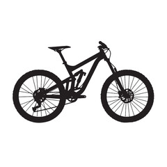 Naklejka premium Clean Vector Silhouette of Mountain Bike on White Background