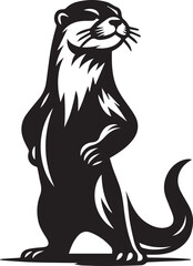 Otter standing proudly with paws on its hips black silhouette vector