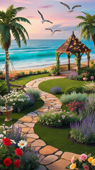 Fototapeta premium A vibrant garden looks like tourist place