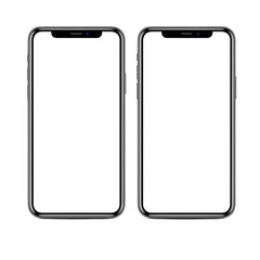 Two Modern Smartphones Displaying Blank Screens