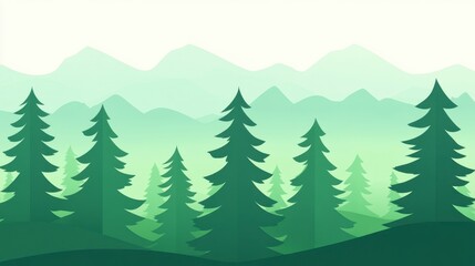 Fototapeta premium Serene Green Landscape with Pine Trees