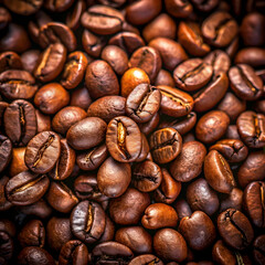 Fototapeta premium close up view of dark fresh roasted coffee beans