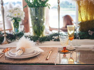 Kitchen background home interior bright simple decorate with bread garlic apple oil Preparing food meal. Warm home interior defocused mockup food shelf living space. Home showcase kitchen restaurant