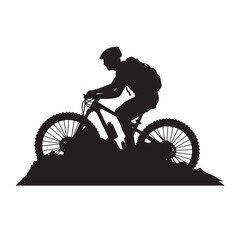 Obraz premium Biker on Mountain Trail Silhouette for Graphic Design
