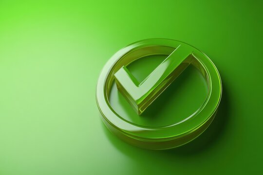 A lively green tick mark enclosed in a circle symbolizing approval, success, or completion