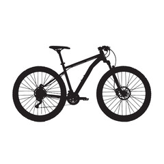 Naklejka premium Silhouette of Mountain Biker on White Background for Posters