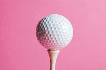 Sleek golf artwork featuring a tee with a ball set on a soft pink canvas, ideal for lifestyle and athletic themes