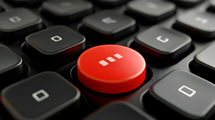 3D Render of a Red Button with Three Vertical Dots on a Black Keyboard