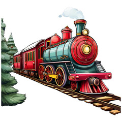 Christmas train design with different Christmas gifts on it