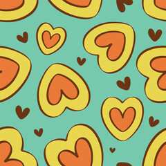 A vibrant and playful seamless pattern featuring bold yellow and scattered across a mint green background. Perfect for lively designs, children’s decor, stationery, and cheerful themed projects.