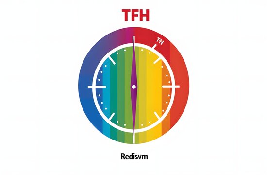 Vibrant circular graphic with a compass-like design, showcasing a spectrum of colors. The symbol 'TFH' is prominently displayed at the top.