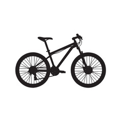 Obraz premium Vector Mountain Bike Silhouette on Plain White Background