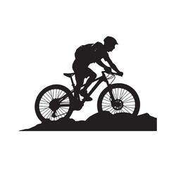 Obraz premium Mountain Bike Silhouette Isolated on White Background
