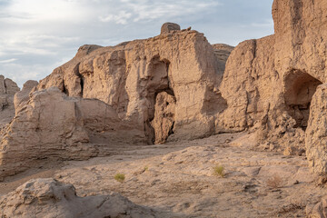 Landscape view of the Ruins of Jiaohe Lying in Xinjiang Province China.