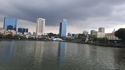 Fototapeta premium Rainy Day In Boat Quay, Singapore 