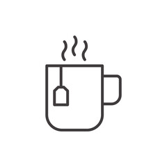 Tea Cup thin liner icon vector.