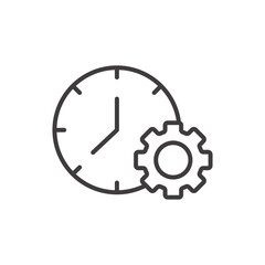 Clock and Gear Icon Representing Time Management and Productivity