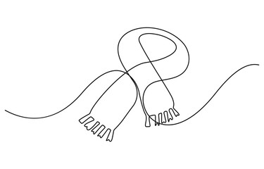 Obraz premium single continuous line drawing scarf, Autumn scarf continuous one line drawing, single line art element, minimalist sketch line 