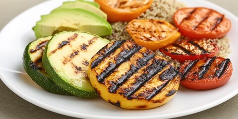 Grilled vegetables served on a plate, showcasing vibrant colors and textures.