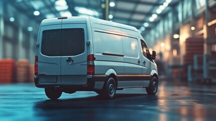 Delivery Van in Industrial Warehouse Setting