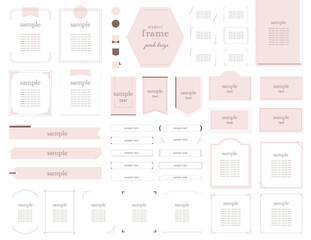 エレガントですっきりとした印象のピンクベージュ見出しデザインコレクション／ベクター