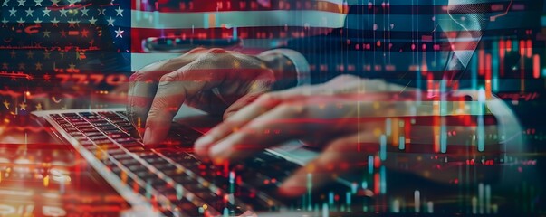 American Financial Markets Data Analysis On Laptop