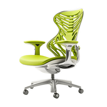recommend clip art: A green ergonomic office chair with a white seat and silver frame