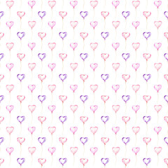 Valentine's day seamless pattern watercolor hand painted illustration, holiday texture, digital paper design, 14th of february, holiday pattern with hearts and balloon
