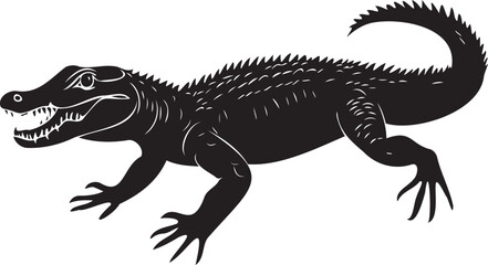 Silhouette of a crocodile crawling