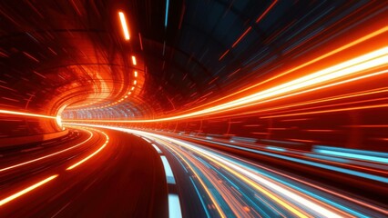 Experience the Thrill of Speed: Dynamic Tunnel Lights Create a Mesmerizing Night Drive
