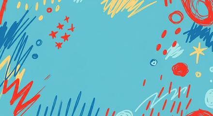 A dynamic blue abstract design with stars and colorful elements, great for digital art, backgrounds, or creative projects.

