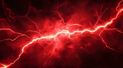 Fototapeta premium Abstract depiction of red lightning bolts against a dark background.