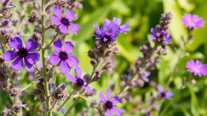 Obraz premium Vibrant Purple Wildflowers in Full Bloom, Perfect for Nature Lovers and Home Decor