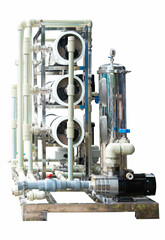 Reverse osmosis system for drinking water plant. Reverse osmosis or RO water filtration system