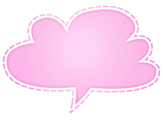 Pink Speech Bubble with Dashed Frame