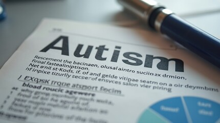Obraz premium Close-up of autism examination report with pen on desk