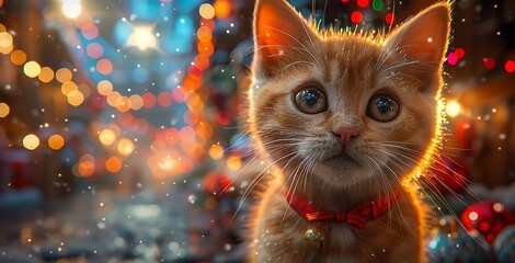 Super cute and lovely Christmas kitten