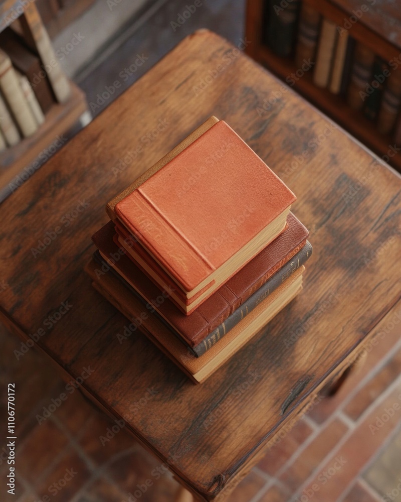 Aufkleber celebrate your unique talent day with a cozy stack of books on a rustic table - perfect for world bo