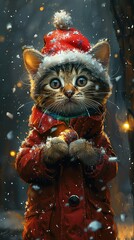 Super cute and lovely Christmas kitten