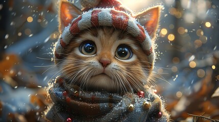 Super cute and lovely Christmas kitten
