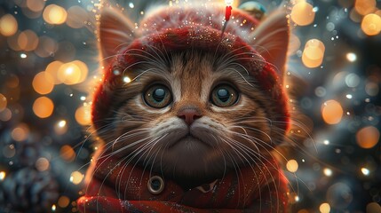 Super cute and lovely Christmas kitten