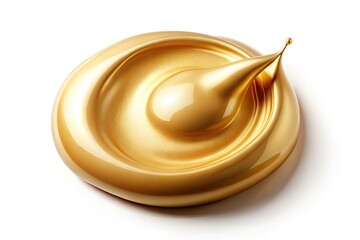 Golden Cream and Lotion Drop Smear Isolated for Beauty Product Photography, Luxurious Gold Texture, High-Quality Creamy Cosmetic Visuals, Isolated on Transparent Background for Marketing