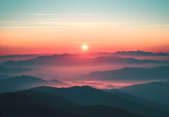 Fototapeta premium Sunrise over the mountains.