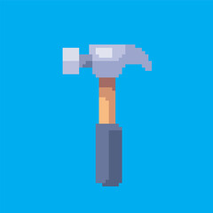 hammer pixel art, vector illustration on isolated background.