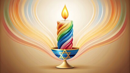 Havdalah Candle Icon - Jewish Symbol of Blessing and Tradition, Vibrant Colors, Isolated Vector Illustration for Cultural Heritage and Religious Celebrations