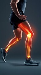Dynamic running motion athletic training studio health and fitness imagery dark background exposing muscle anatomy for wellness insights