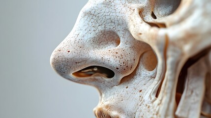 Close-up of a detailed human nasal bone structure.