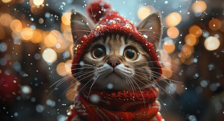 Super cute and lovely Christmas kitten