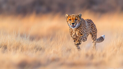 Naklejka premium A cheetah in serengeti national park.