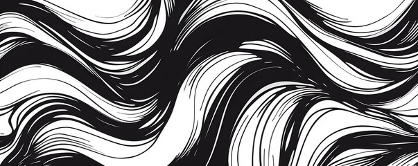 Fototapeta premium Abstract Black And White Wavy Line Art Design